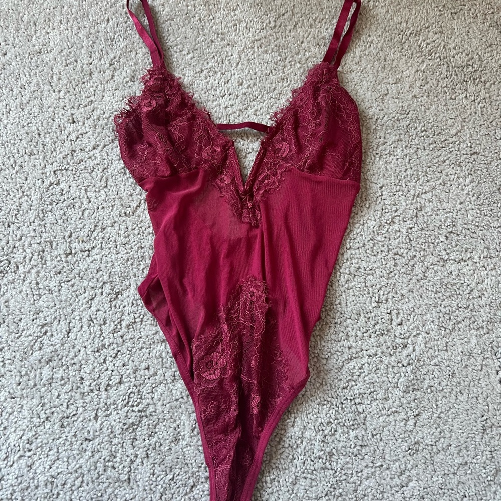 Forever 21 Burgundy Lace Bodysuit